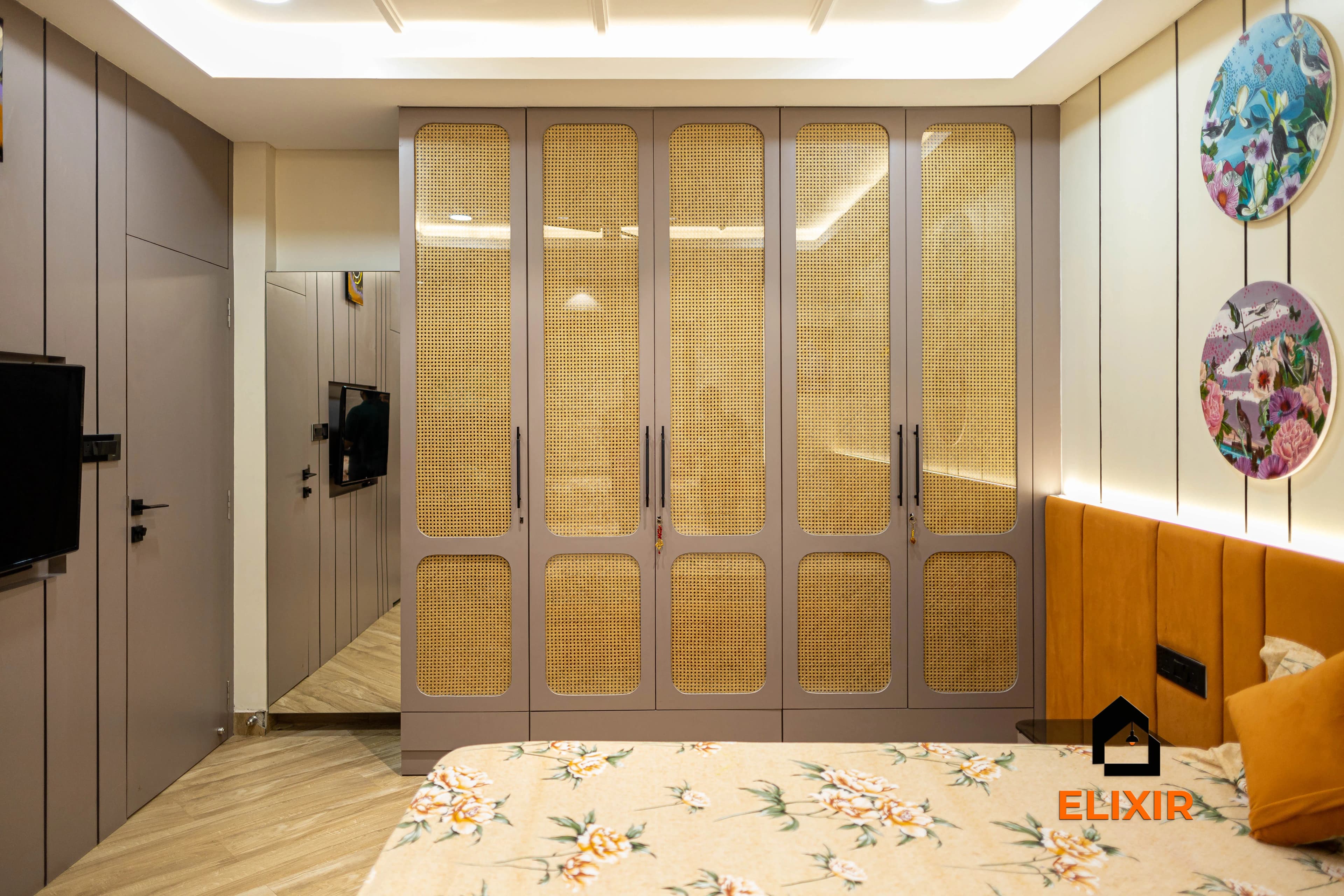 Modern living room interior design by Elixir Interiors Chennai