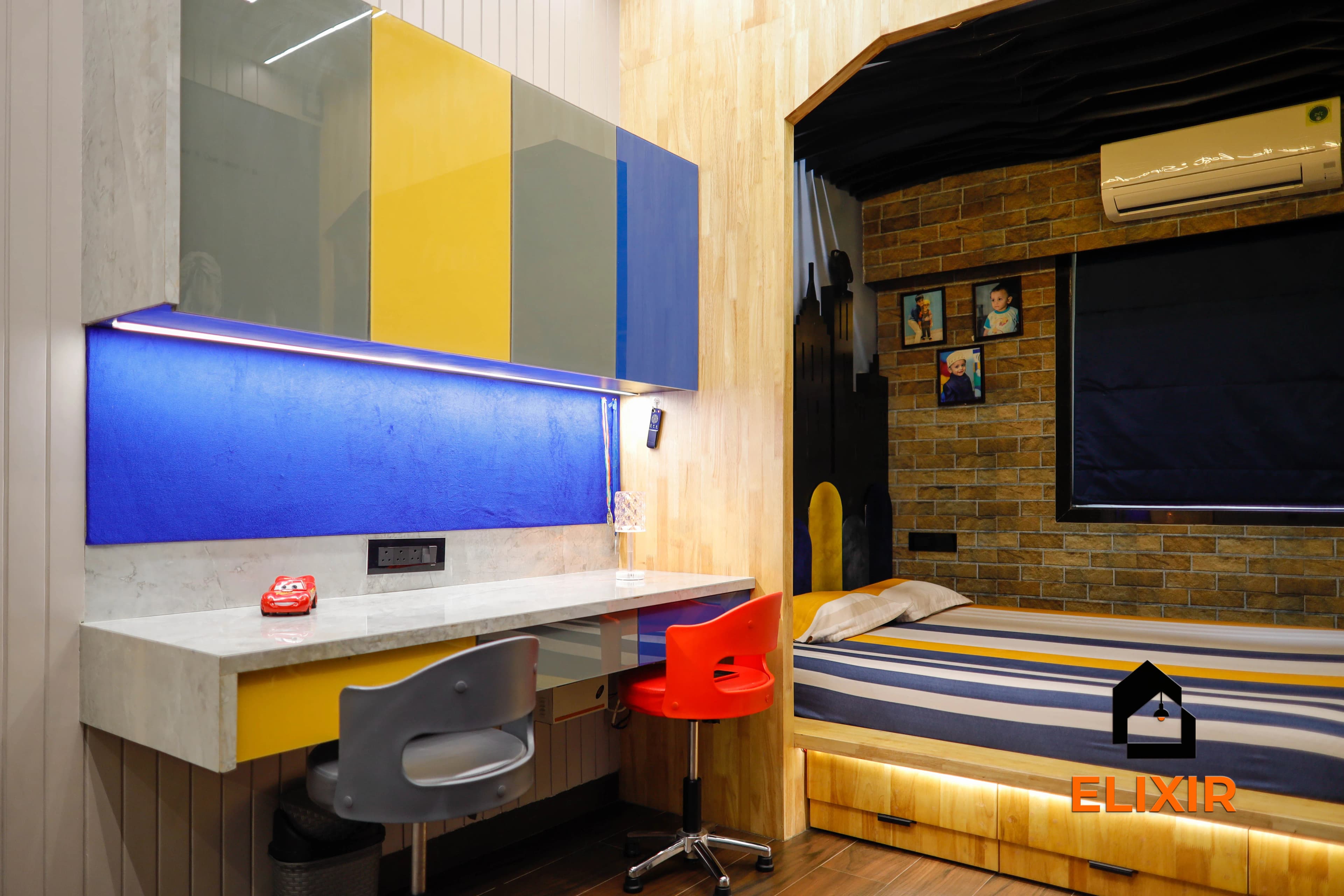 Modern living room interior design by Elixir Interiors Chennai